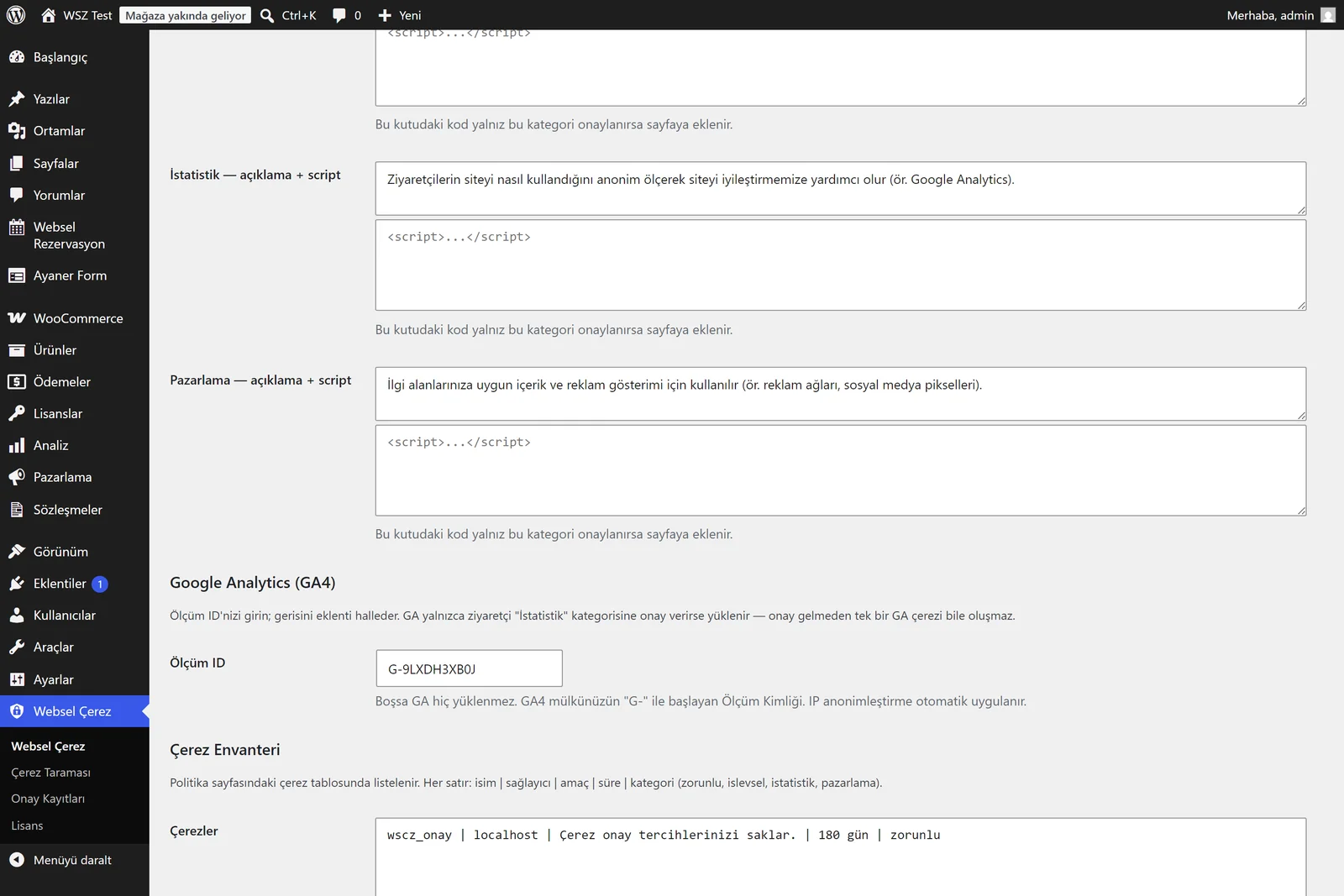 Google Analytics Ölçüm ID alanı