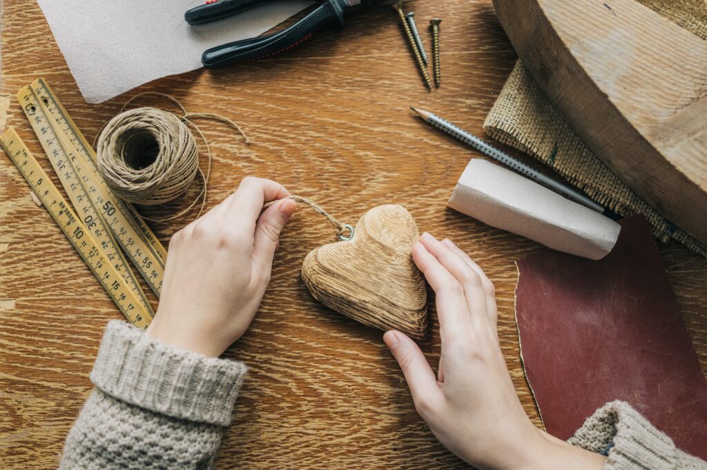 Handmade wooden heart