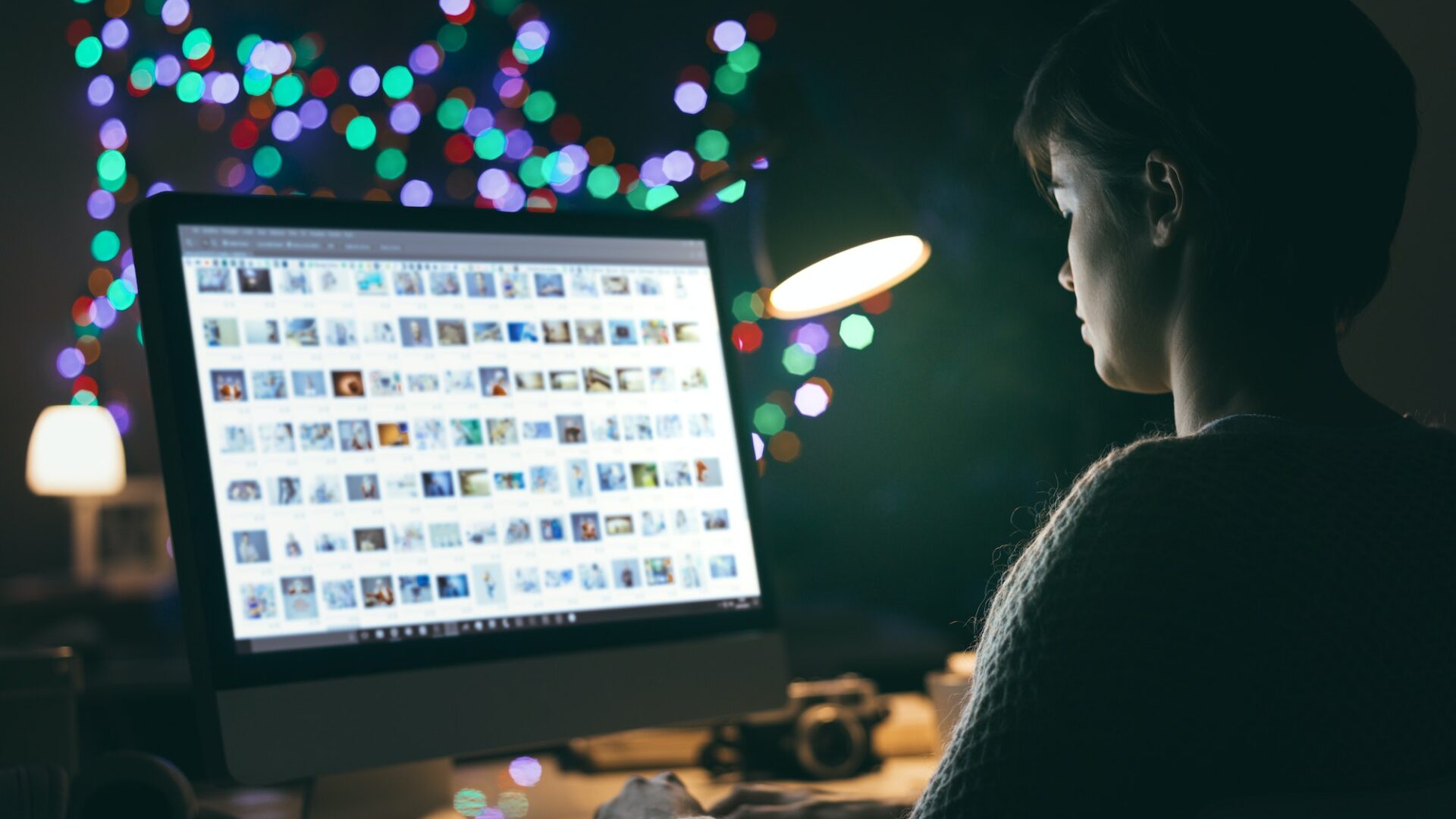 Photographer viewing pictures on the computer