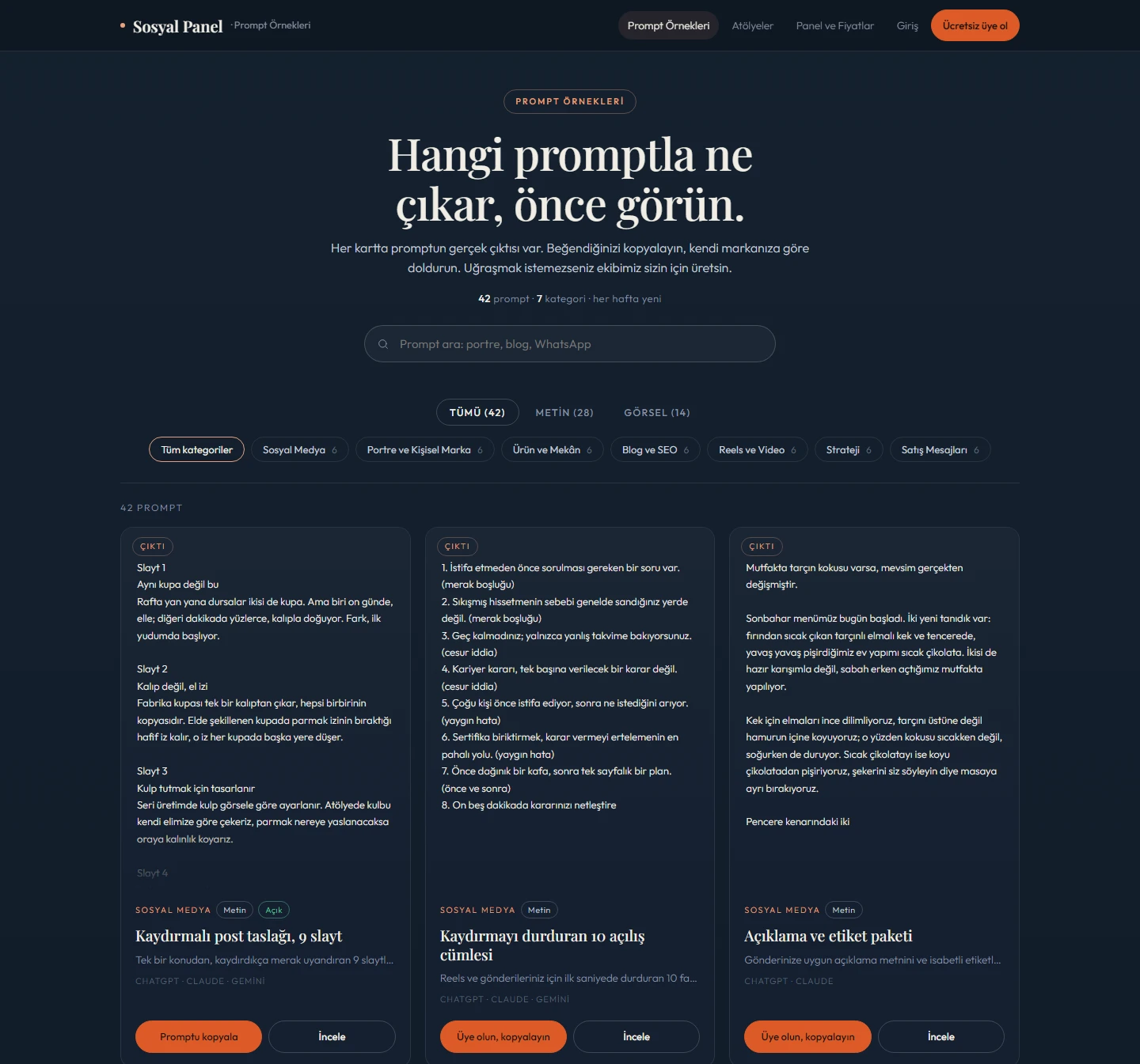 Prompt Örnekleri — Sosyal Websel ekran görüntüsü