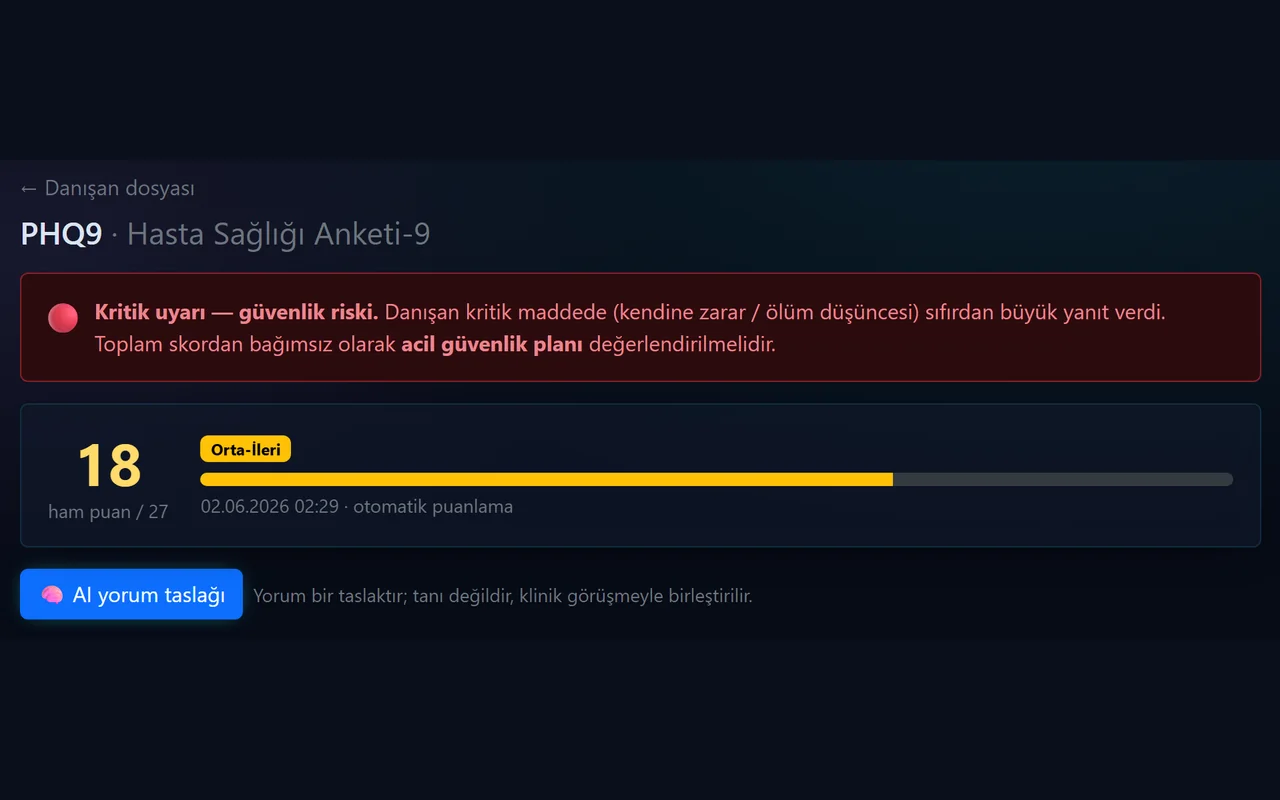 Ölçek sonucu ekranı