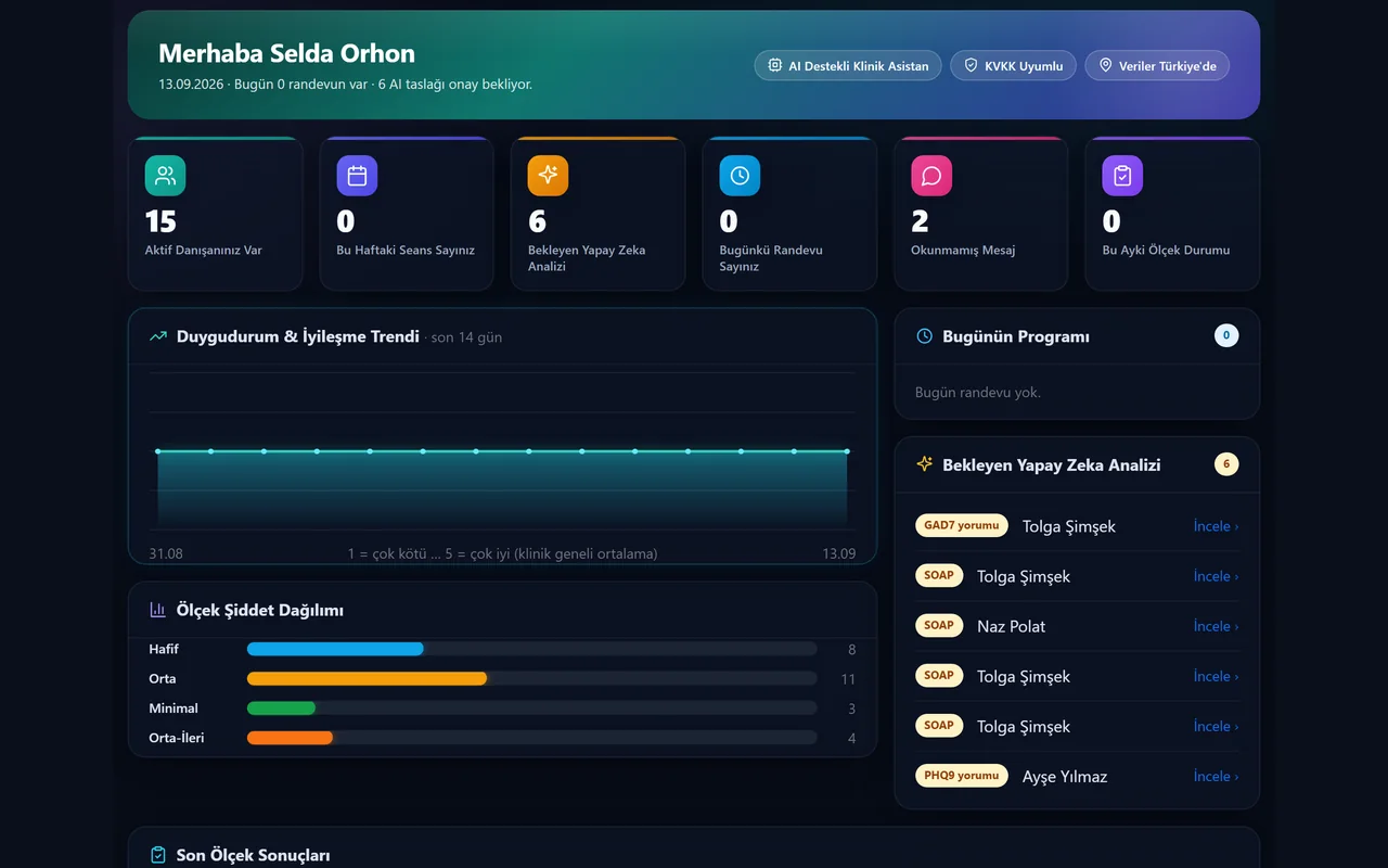Websel Psikoloji panel ekranı