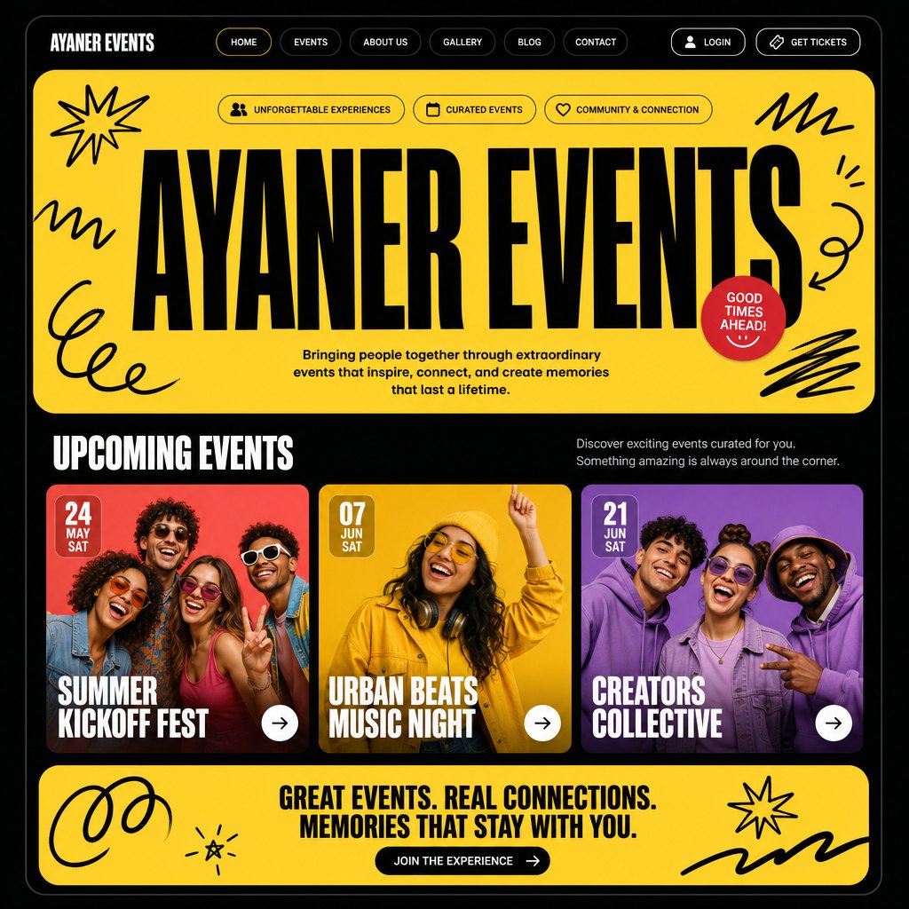 Ayaner Events Colourful örnek web sitesi tasarımı