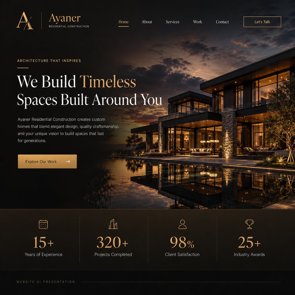 Ayaner Residential Construction örnek web sitesi tasarımı