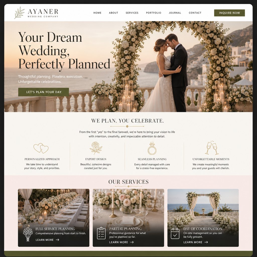 Ayaner Wedding Company örnek web sitesi tasarımı