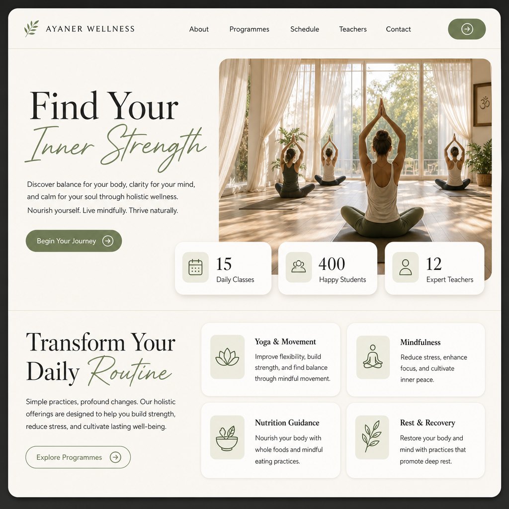 Ayaner Wellness Natural örnek web sitesi tasarımı